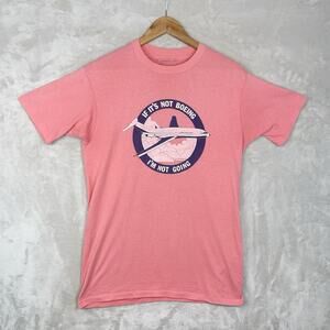 Vintage Hanes Airline Boeing Flight T Shirt Tee Single Stitch Men's Medium